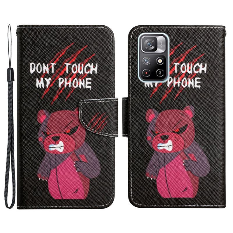 Capa Folio Para Poco M4 Pro 5G Urso Não Toque No Meu Telefone