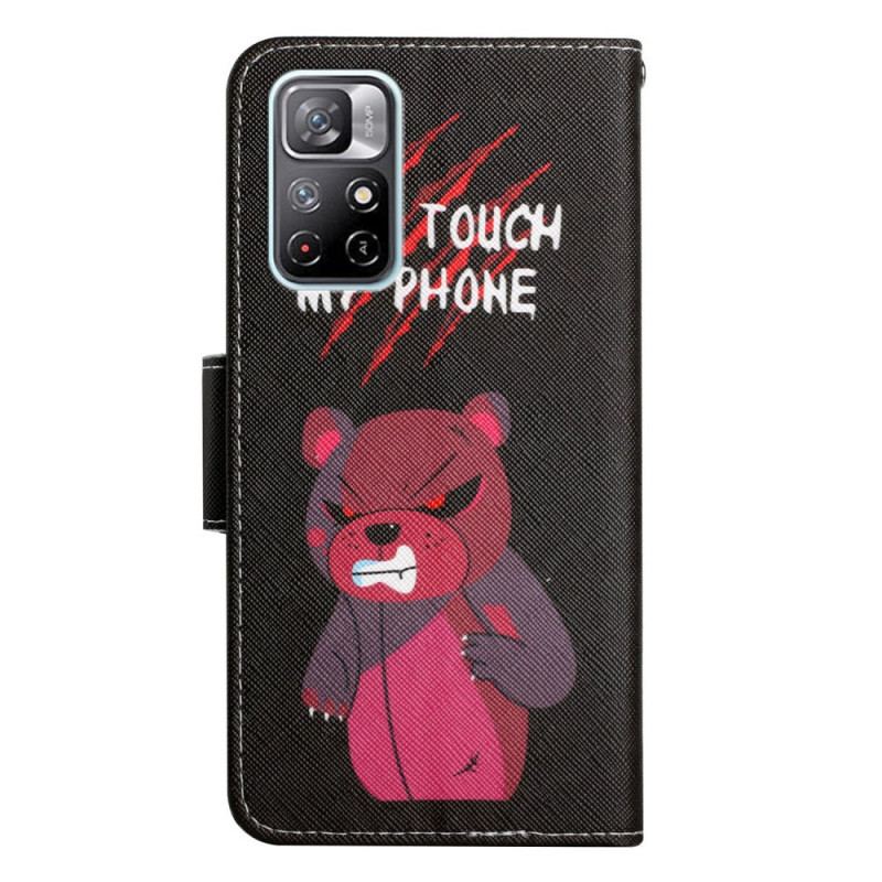 Capa Folio Para Poco M4 Pro 5G Urso Não Toque No Meu Telefone