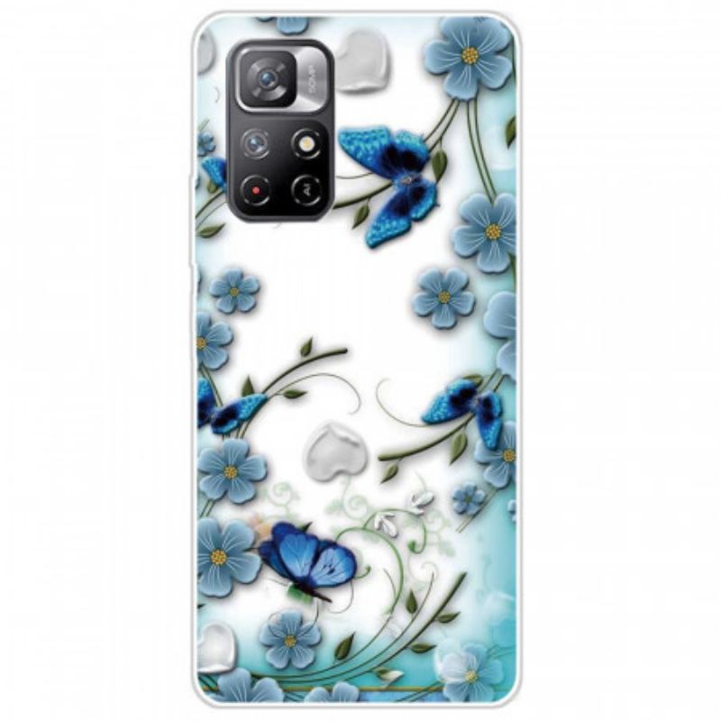 Capa Para Poco M4 Pro 5G Borboletas E Flores Retrô