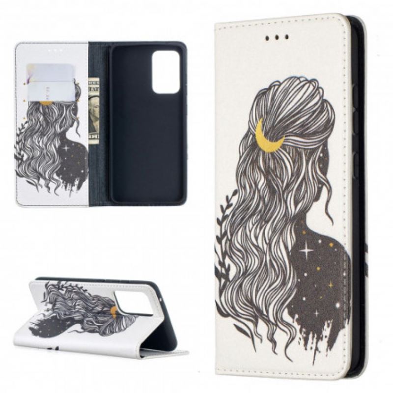 Capa De Celular Para Samsung Galaxy A52 4G / A52 5G / A52s 5G Flip Cabelo Bonito