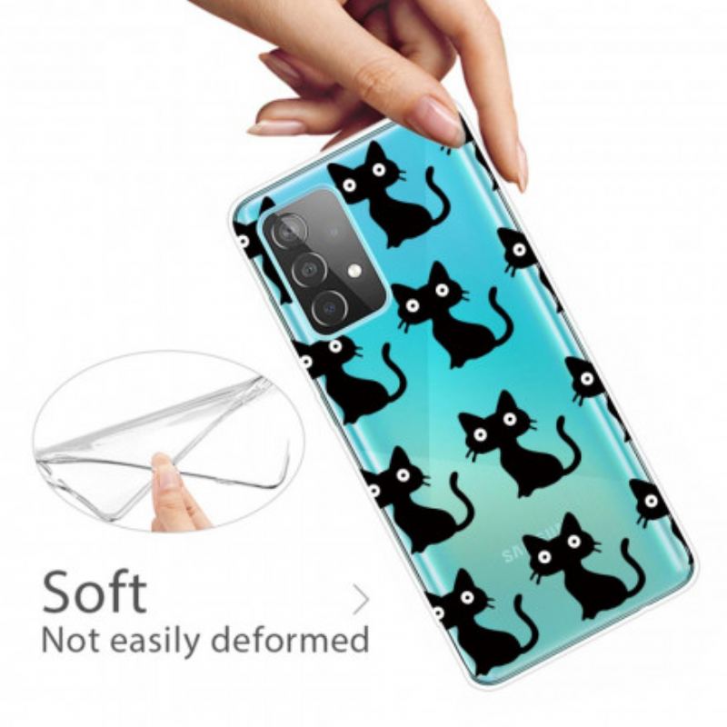 Capa De Celular Para Samsung Galaxy A52 4G / A52 5G / A52s 5G Vários Gatos Pretos