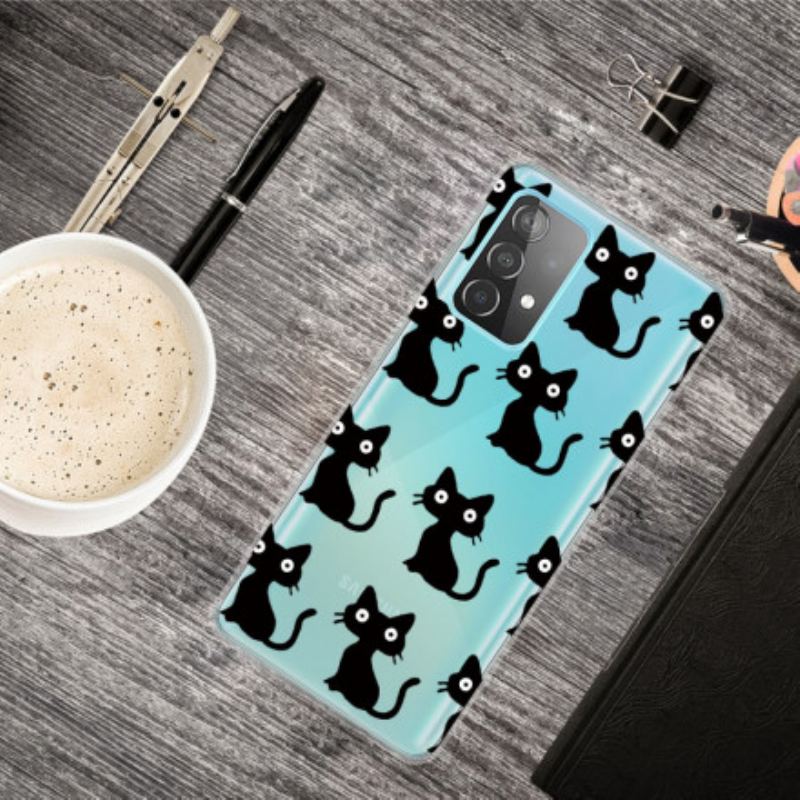 Capa De Celular Para Samsung Galaxy A52 4G / A52 5G / A52s 5G Vários Gatos Pretos