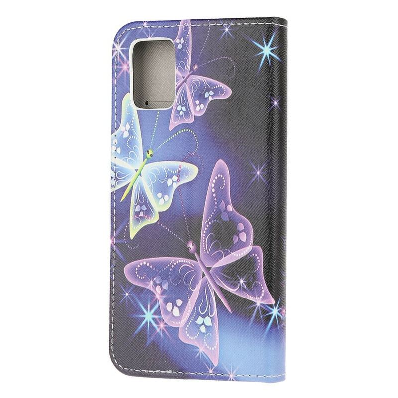 Capa De Couro Para Samsung Galaxy A52 4G / A52 5G / A52s 5G Borboletas Neon