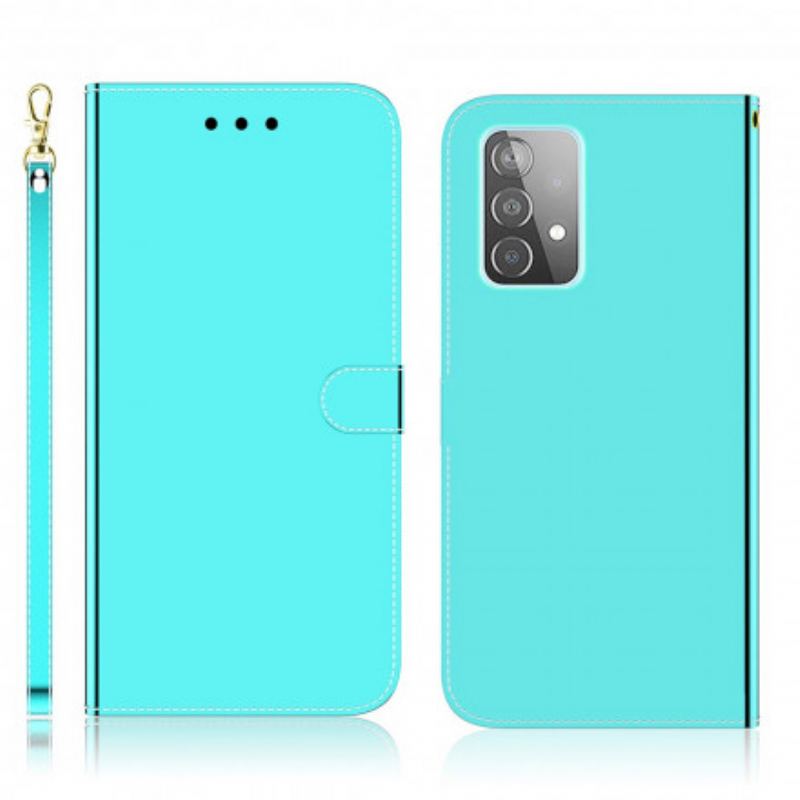 Capa De Couro Para Samsung Galaxy A52 4G / A52 5G / A52s 5G Capa De Espelho De Couro Sintético