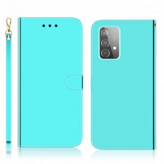 Capa De Couro Para Samsung Galaxy A52 4G / A52 5G / A52s 5G Capa De Espelho De Couro Sintético