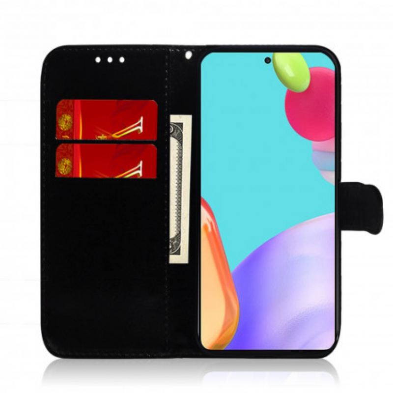 Capa De Couro Para Samsung Galaxy A52 4G / A52 5G / A52s 5G Capa De Espelho De Couro Sintético