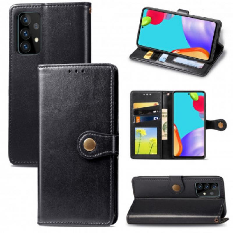 Capa De Couro Para Samsung Galaxy A52 4G / A52 5G / A52s 5G Couro Falso E Fecho Vintage