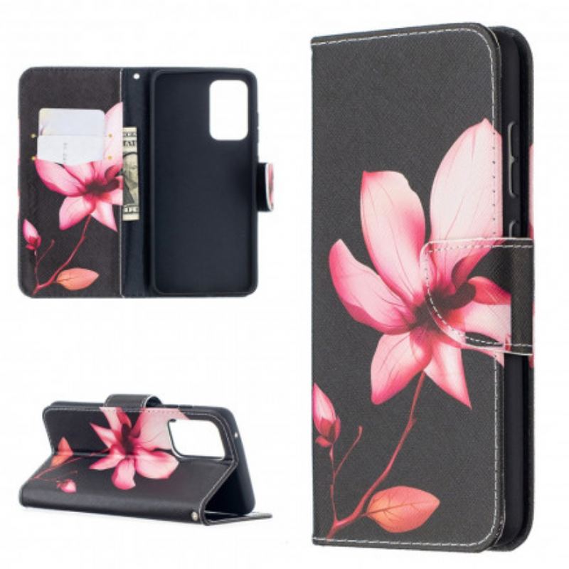 Capa De Couro Para Samsung Galaxy A52 4G / A52 5G / A52s 5G Flor Rosa