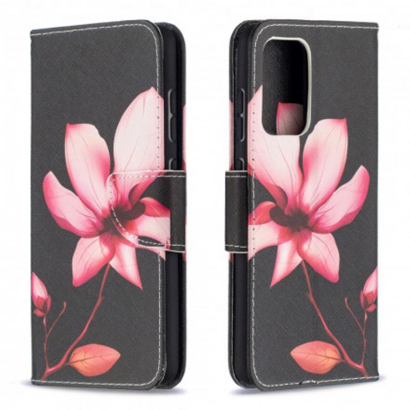 Capa De Couro Para Samsung Galaxy A52 4G / A52 5G / A52s 5G Flor Rosa