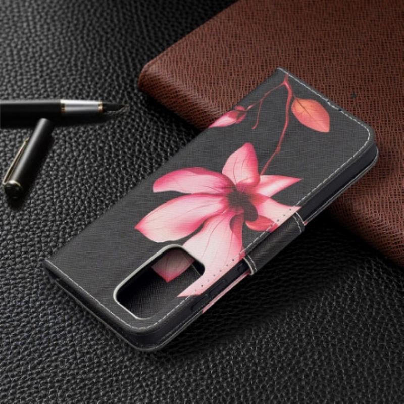 Capa De Couro Para Samsung Galaxy A52 4G / A52 5G / A52s 5G Flor Rosa