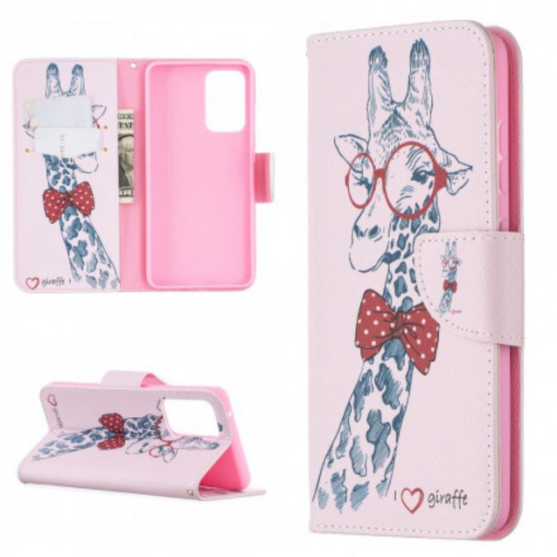 Capa De Couro Para Samsung Galaxy A52 4G / A52 5G / A52s 5G Girafa Inteligente