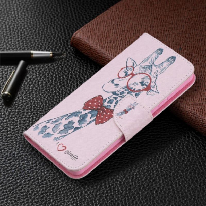 Capa De Couro Para Samsung Galaxy A52 4G / A52 5G / A52s 5G Girafa Inteligente