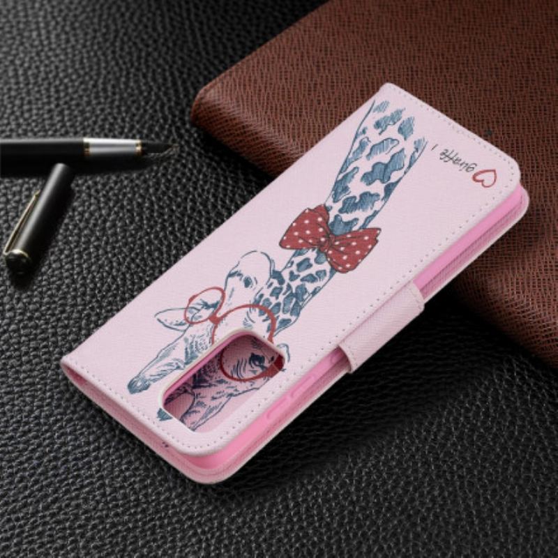 Capa De Couro Para Samsung Galaxy A52 4G / A52 5G / A52s 5G Girafa Inteligente