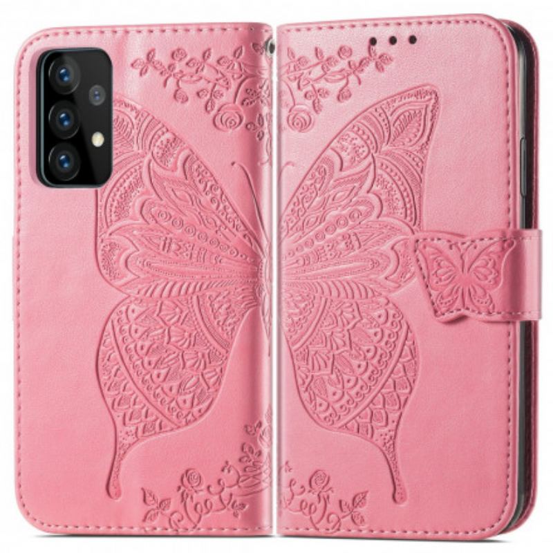 Capa De Couro Para Samsung Galaxy A52 4G / A52 5G / A52s 5G Meia Borboleta