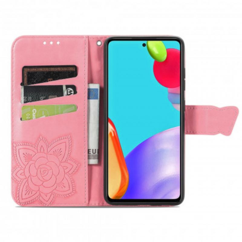 Capa De Couro Para Samsung Galaxy A52 4G / A52 5G / A52s 5G Meia Borboleta