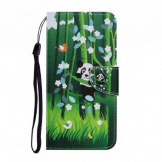 Capa Em Pele Para Samsung Galaxy A52 4G / A52 5G / A52s 5G Caminhada Do Panda