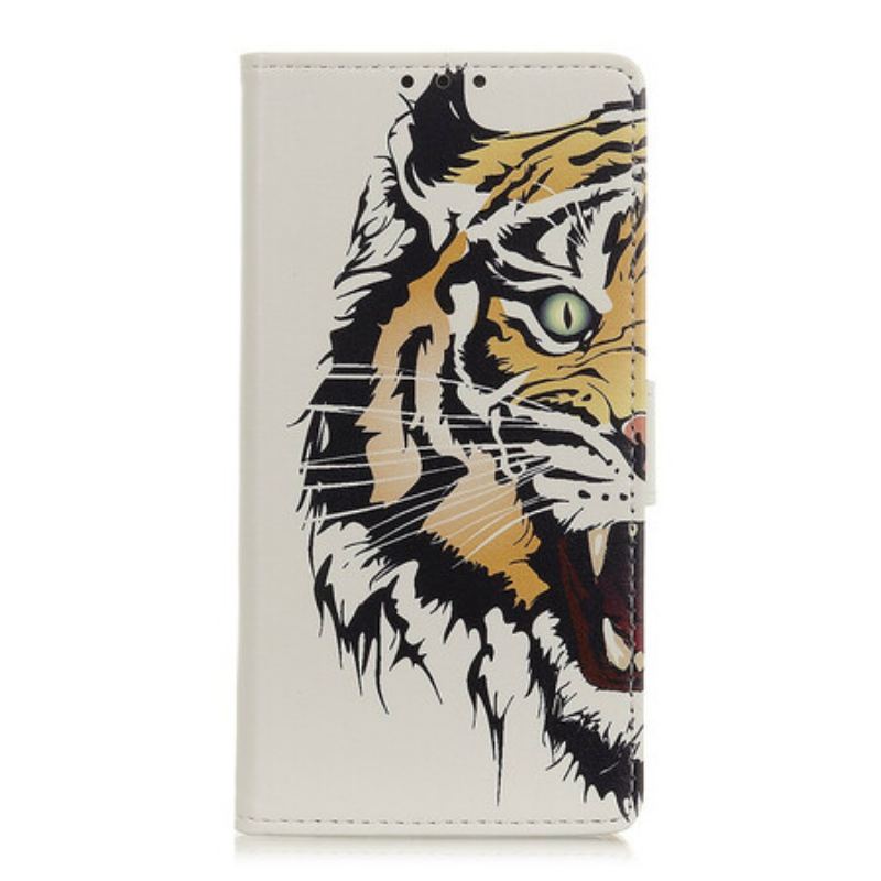 Capa Em Pele Para Samsung Galaxy A52 4G / A52 5G / A52s 5G Tigre Feroz