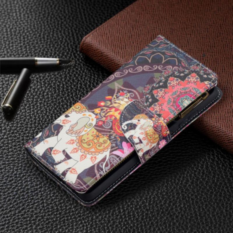 Capa Flip Para Samsung Galaxy A52 4G / A52 5G / A52s 5G Bolso Elefante Com Zíper