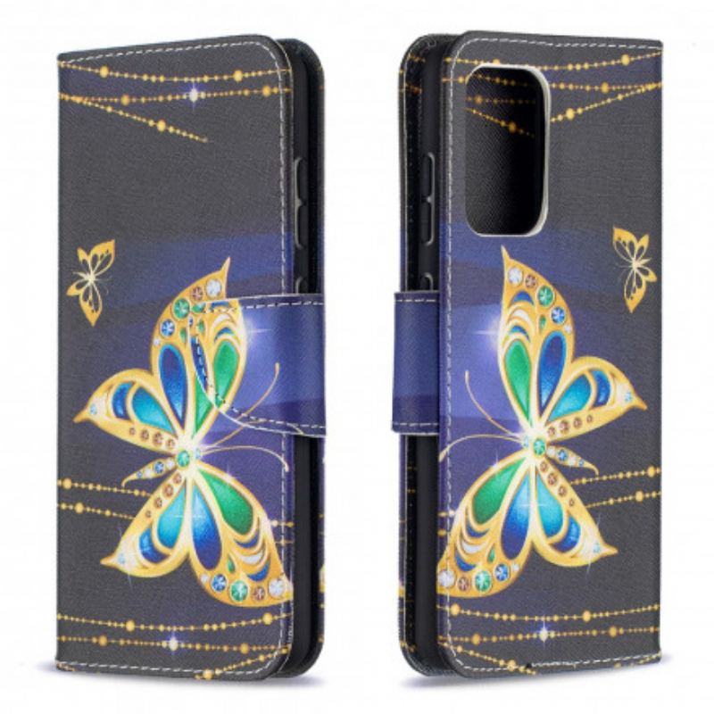 Capa Flip Para Samsung Galaxy A52 4G / A52 5G / A52s 5G Borboletas Douradas