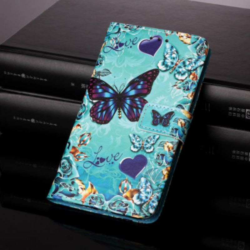 Capa Flip Para Samsung Galaxy A52 4G / A52 5G / A52s 5G Borboletas Douradas