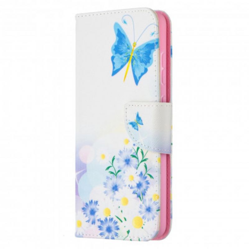 Capa Flip Para Samsung Galaxy A52 4G / A52 5G / A52s 5G Borboletas E Flores Pintadas