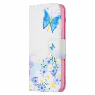 Capa Flip Para Samsung Galaxy A52 4G / A52 5G / A52s 5G Borboletas E Flores Pintadas