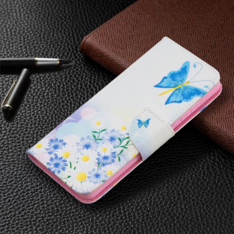 Capa Flip Para Samsung Galaxy A52 4G / A52 5G / A52s 5G Borboletas E Flores Pintadas