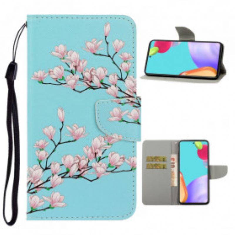 Capa Flip Para Samsung Galaxy A52 4G / A52 5G / A52s 5G De Cordão Arbusto Strappy