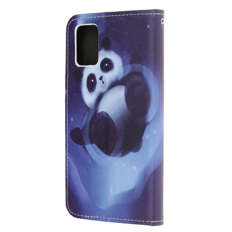 Capa Flip Para Samsung Galaxy A52 4G / A52 5G / A52s 5G De Cordão Espaço Panda Com Lanyard