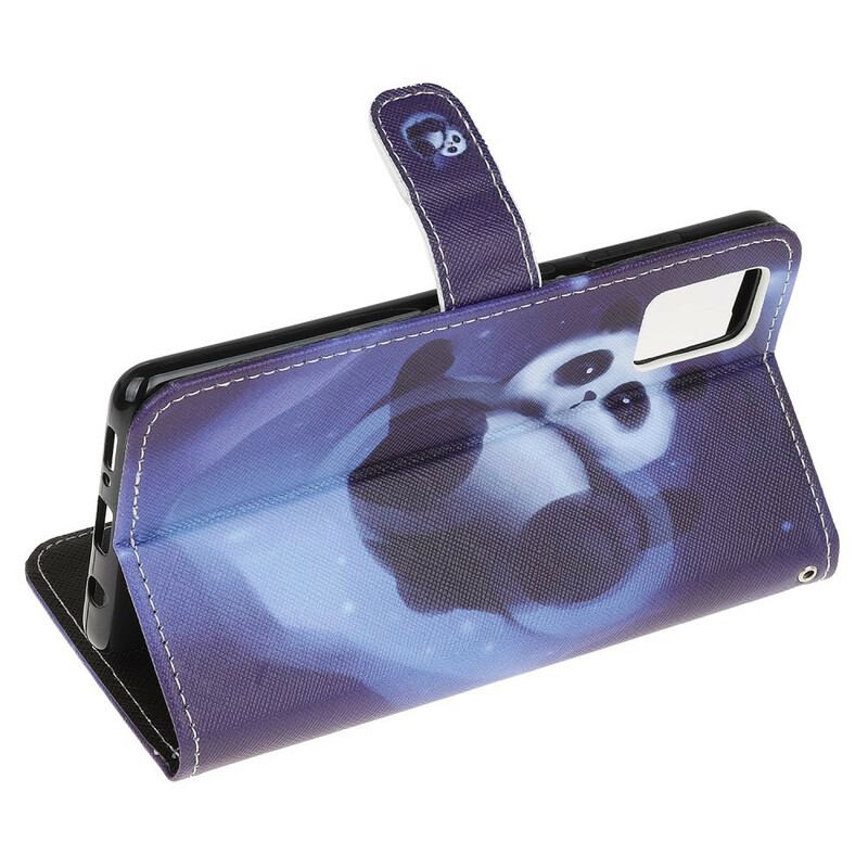 Capa Flip Para Samsung Galaxy A52 4G / A52 5G / A52s 5G De Cordão Espaço Panda Com Lanyard