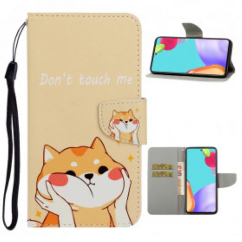 Capa Flip Para Samsung Galaxy A52 4G / A52 5G / A52s 5G De Cordão Gato Não Me Toque Com Alça