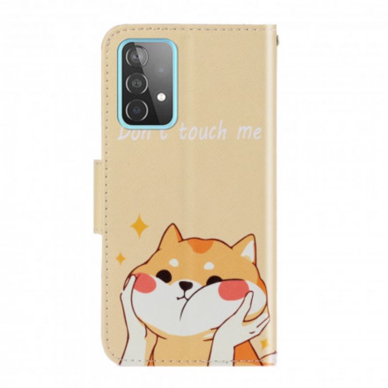 Capa Flip Para Samsung Galaxy A52 4G / A52 5G / A52s 5G De Cordão Gato Não Me Toque Com Alça