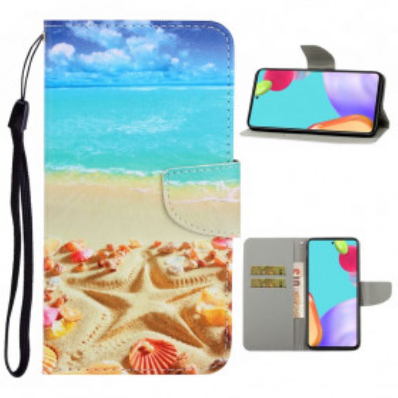 Capa Flip Para Samsung Galaxy A52 4G / A52 5G / A52s 5G De Cordão Praia Da Corda