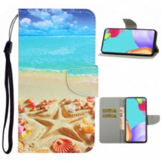 Capa Flip Para Samsung Galaxy A52 4G / A52 5G / A52s 5G De Cordão Praia Da Corda