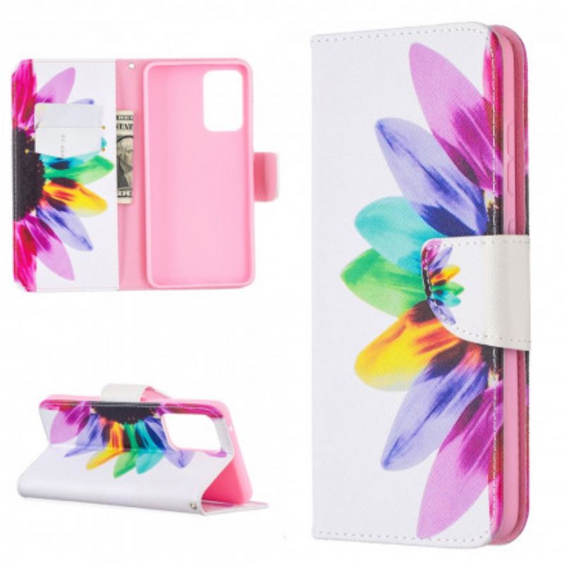 Capa Flip Para Samsung Galaxy A52 4G / A52 5G / A52s 5G Flor Aquarela