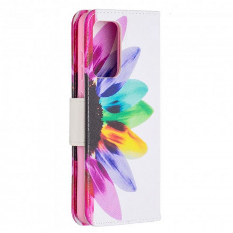 Capa Flip Para Samsung Galaxy A52 4G / A52 5G / A52s 5G Flor Aquarela