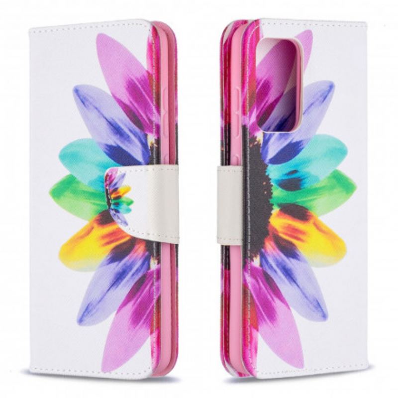 Capa Flip Para Samsung Galaxy A52 4G / A52 5G / A52s 5G Flor Aquarela