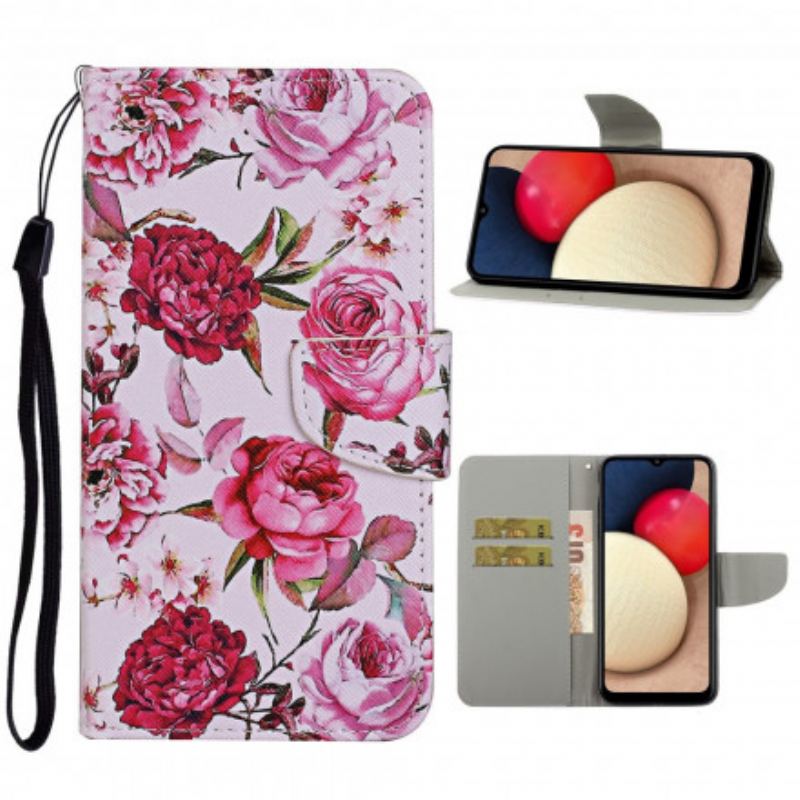 Capa Flip Para Samsung Galaxy A52 4G / A52 5G / A52s 5G Flores Magistrais Com Alça