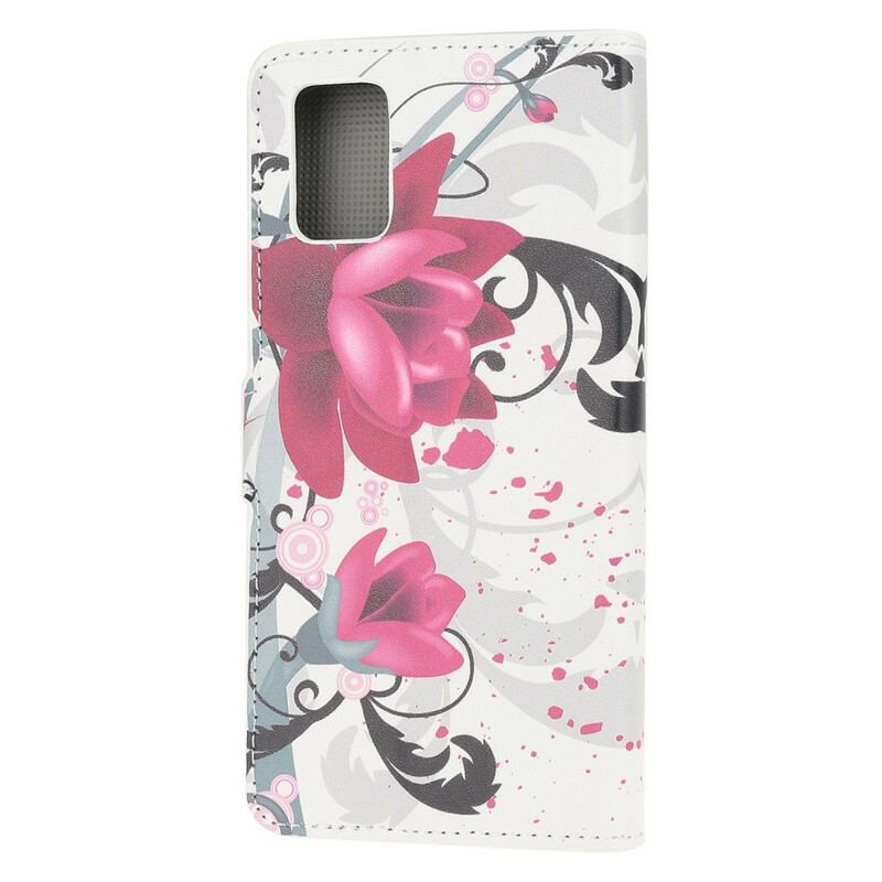 Capa Flip Para Samsung Galaxy A52 4G / A52 5G / A52s 5G Flores Tropicais