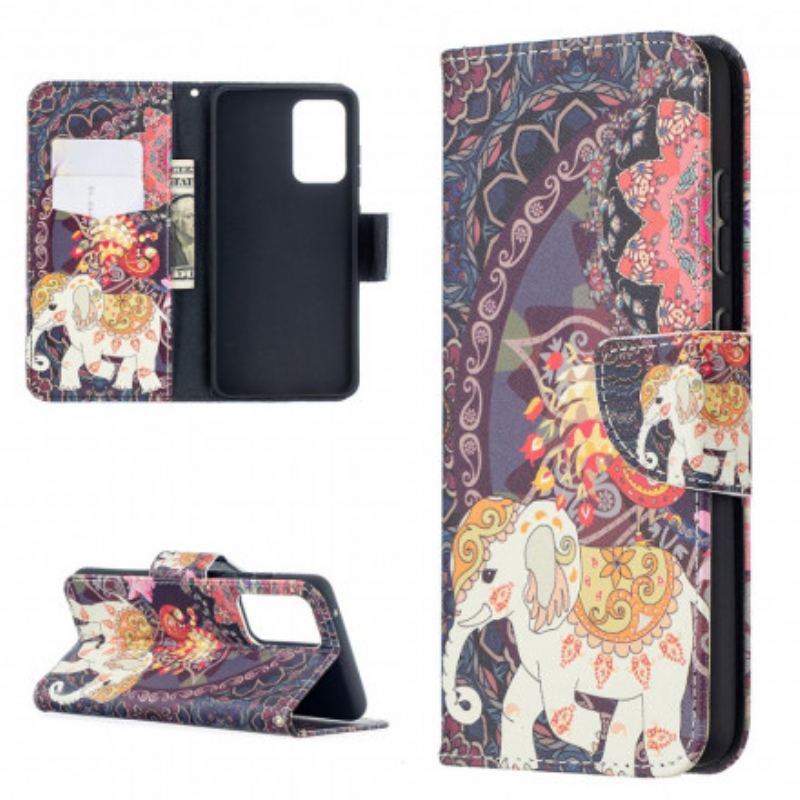 Capa Flip Para Samsung Galaxy A52 4G / A52 5G / A52s 5G Mandala De Elefantes Étnicos