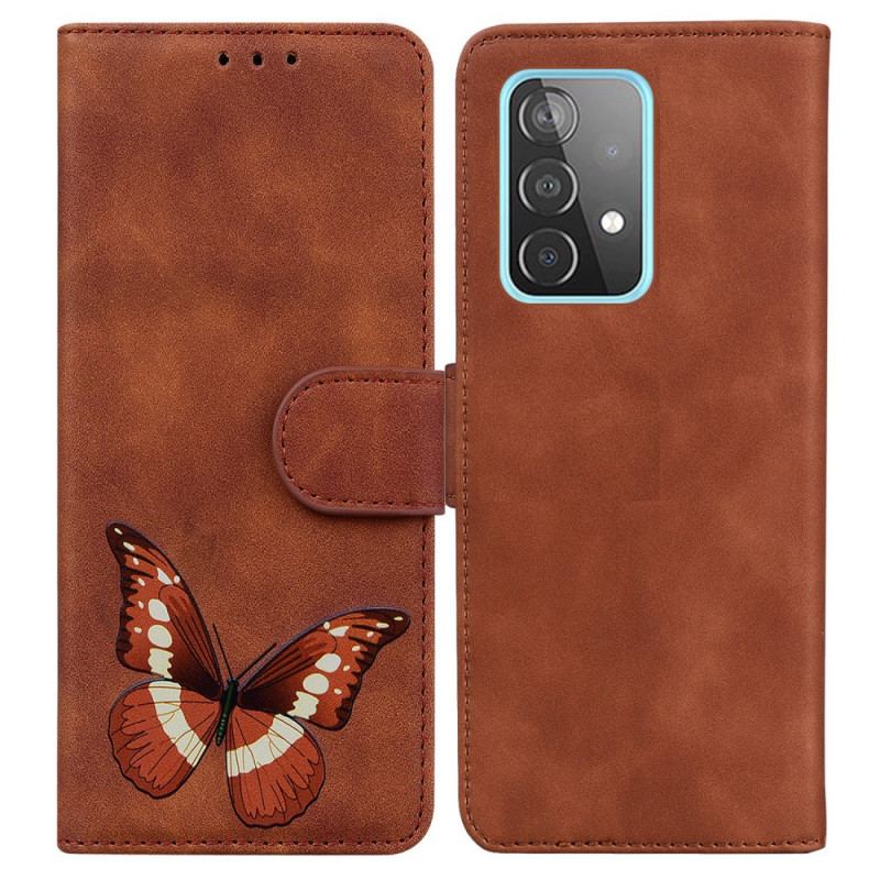 Capa Folio Para Samsung Galaxy A52 4G / A52 5G / A52s 5G Borboleta Com Toque De Pele