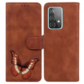 Capa Folio Para Samsung Galaxy A52 4G / A52 5G / A52s 5G Borboleta Com Toque De Pele