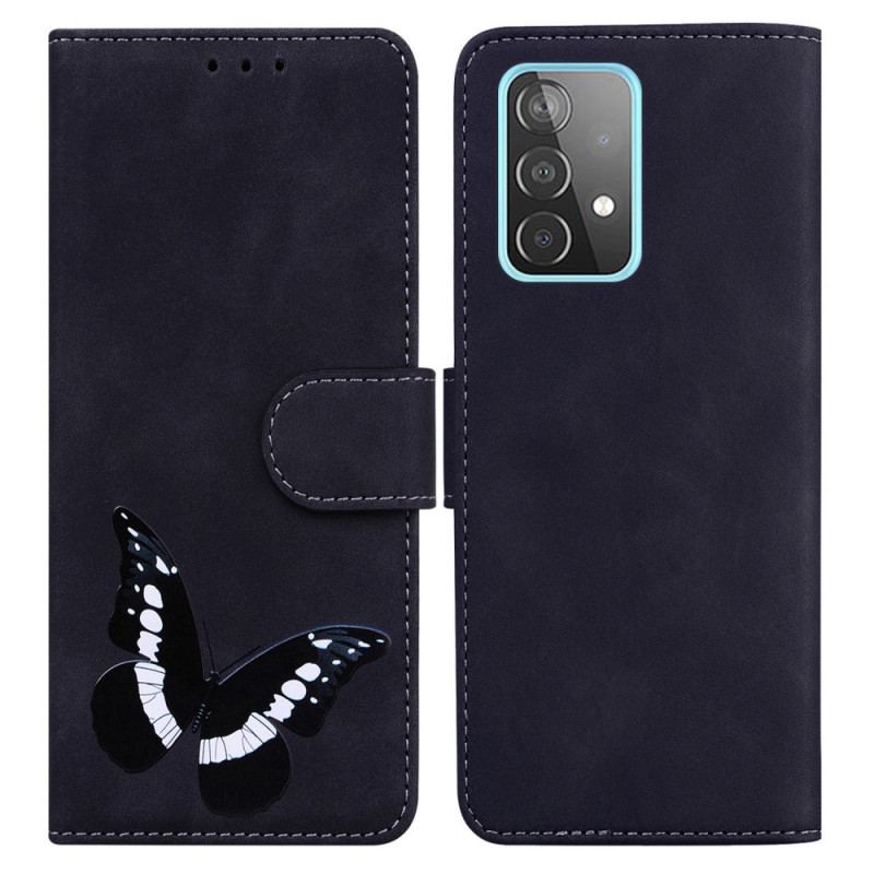 Capa Folio Para Samsung Galaxy A52 4G / A52 5G / A52s 5G Borboleta Com Toque De Pele