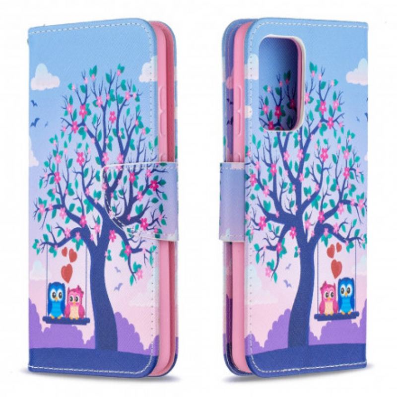 Capa Folio Para Samsung Galaxy A52 4G / A52 5G / A52s 5G Corujas No Balanço