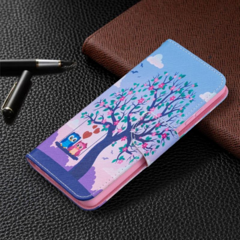 Capa Folio Para Samsung Galaxy A52 4G / A52 5G / A52s 5G Corujas No Balanço