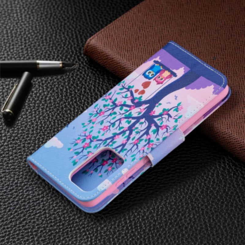 Capa Folio Para Samsung Galaxy A52 4G / A52 5G / A52s 5G Corujas No Balanço