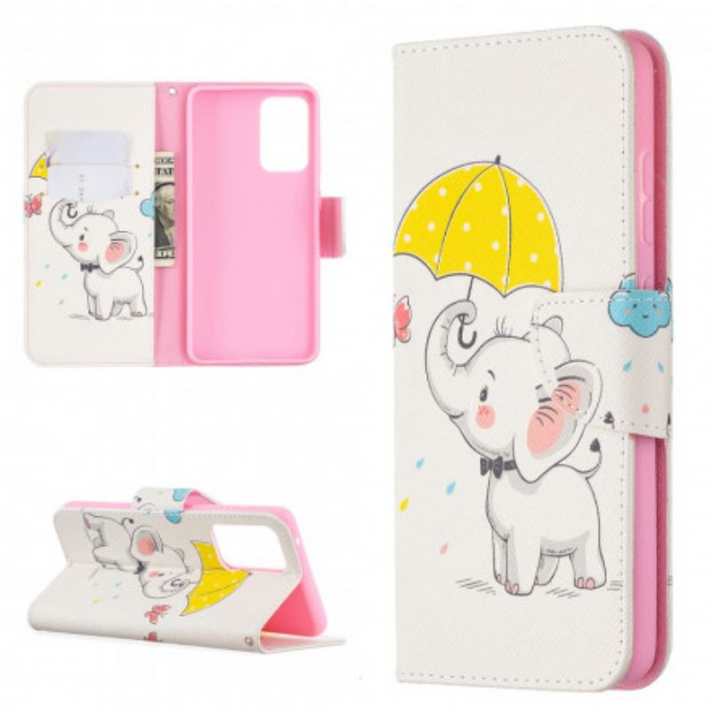 Capa Folio Para Samsung Galaxy A52 4G / A52 5G / A52s 5G Elefante Bébé