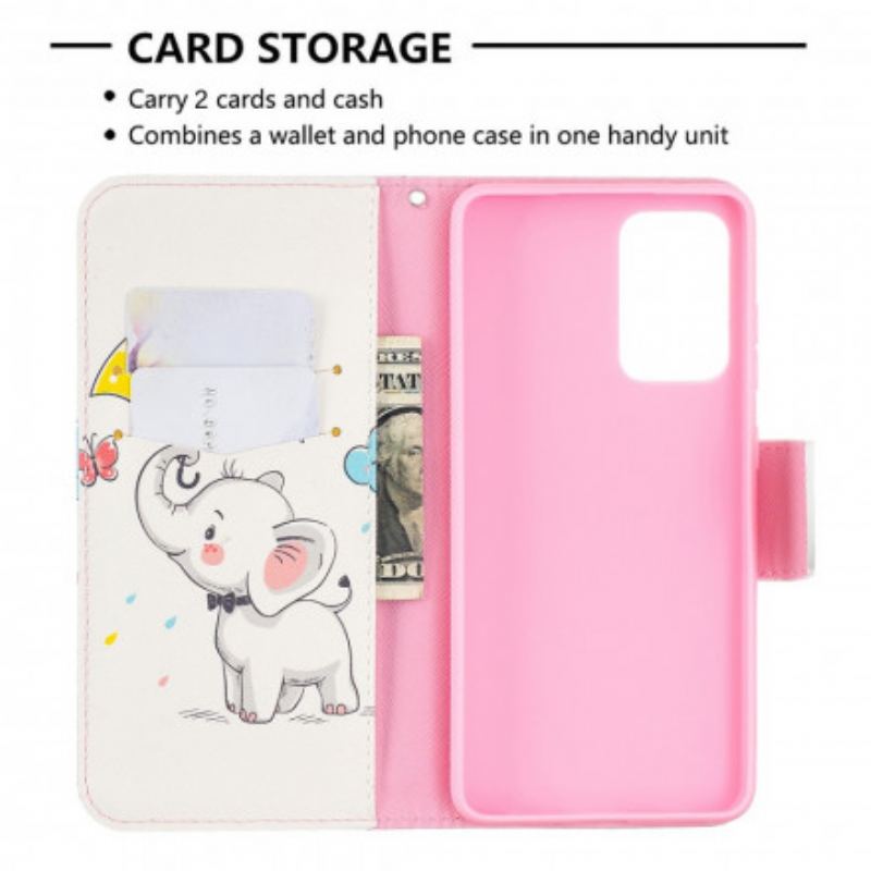 Capa Folio Para Samsung Galaxy A52 4G / A52 5G / A52s 5G Elefante Bébé