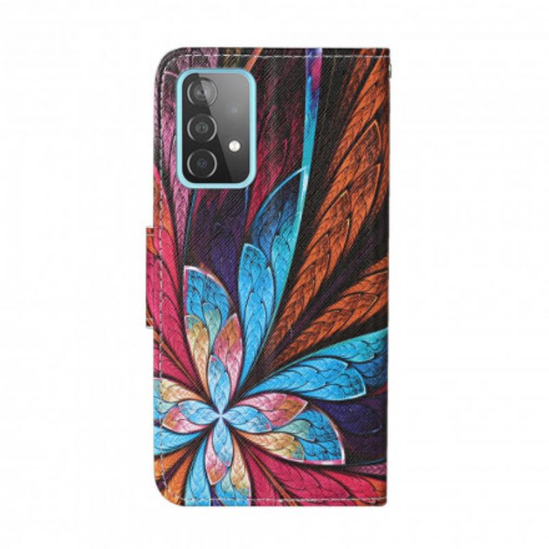 Capa Folio Para Samsung Galaxy A52 4G / A52 5G / A52s 5G Lençóis Coloridos Com Cordão