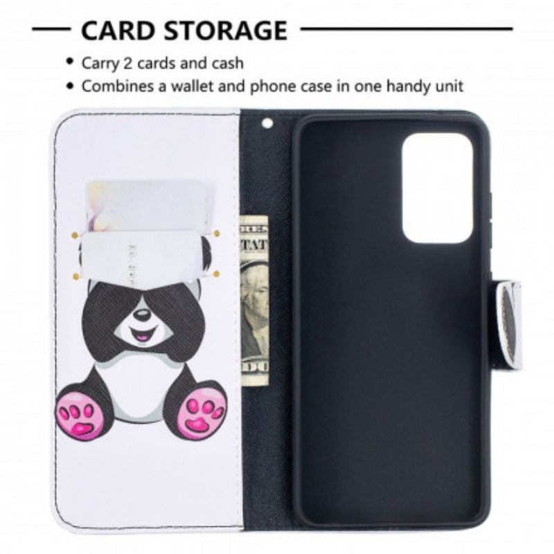 Capa Folio Para Samsung Galaxy A52 4G / A52 5G / A52s 5G Panda Divertido